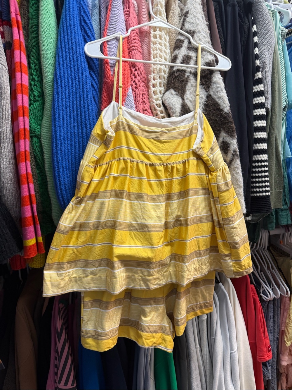 ASOS Yellow and Tan Striped Spaghetti Strap Romper - Picture 4 of 4